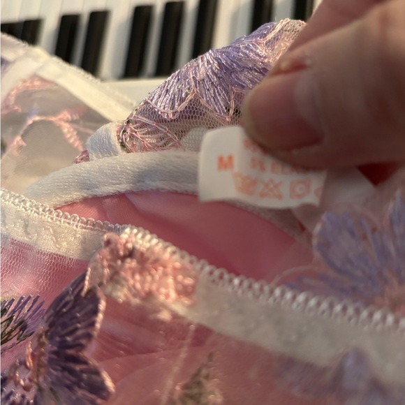 ROMWE Pink Floral Sheer Bralette - Picture 12 of 16